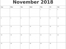 95 Blank Daily Calendar Template November 2018 Formating for Daily Calendar Template November 2018