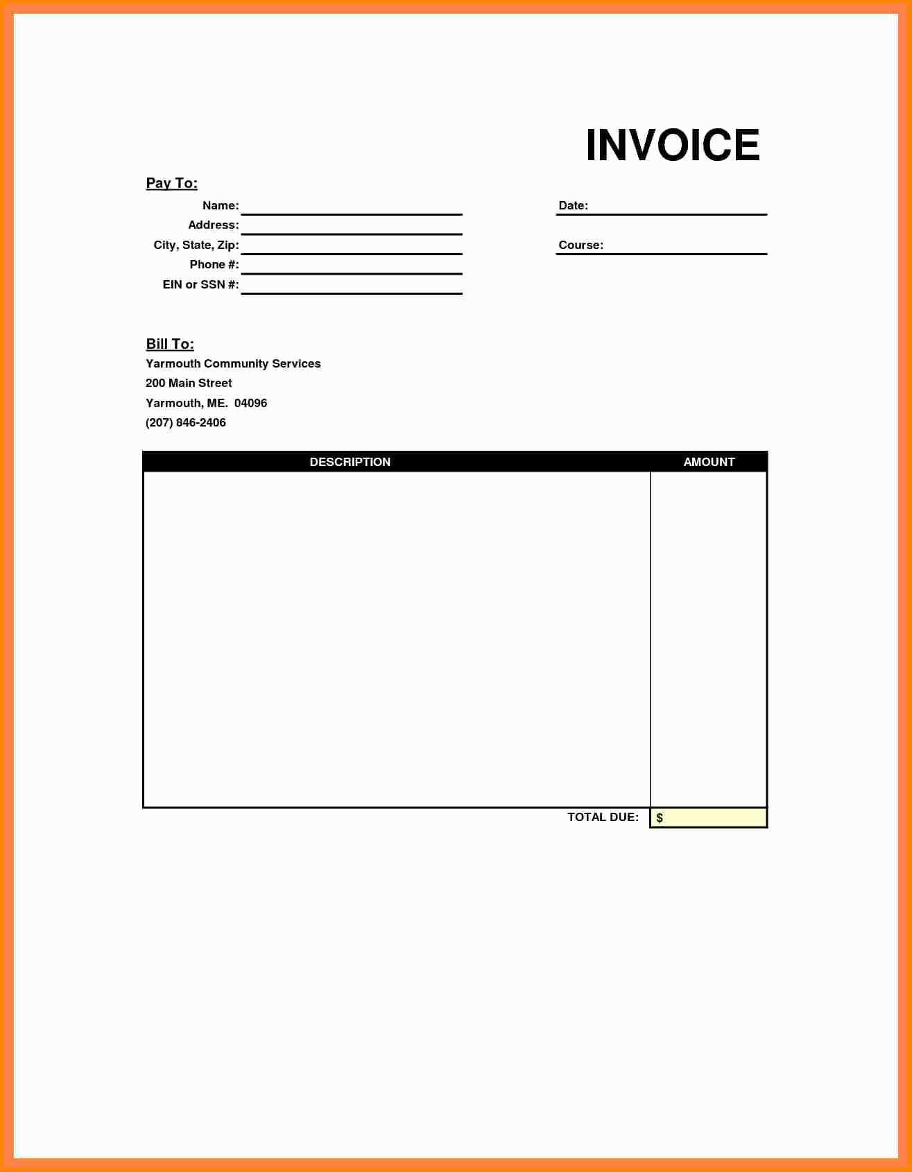 Blank Self Employed Invoice Template - Cards Design Templates