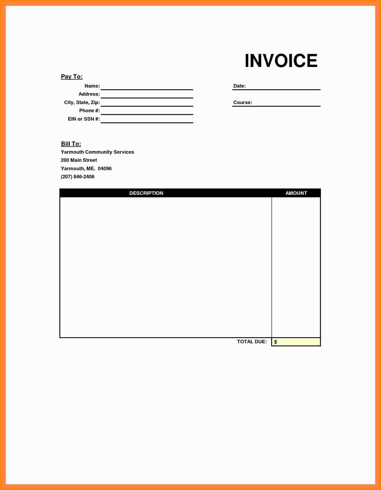 Blank Self Employed Invoice Template Cards Design Templates