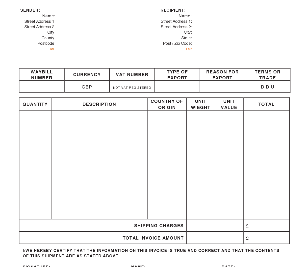 Invoice Template With Vat And Cis Deduction Cards Design Templates