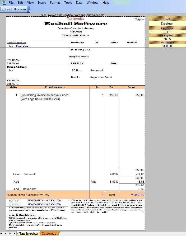 95 Printable Invoice Template Indian Vat Billing PSD File for Invoice Template Indian Vat Billing