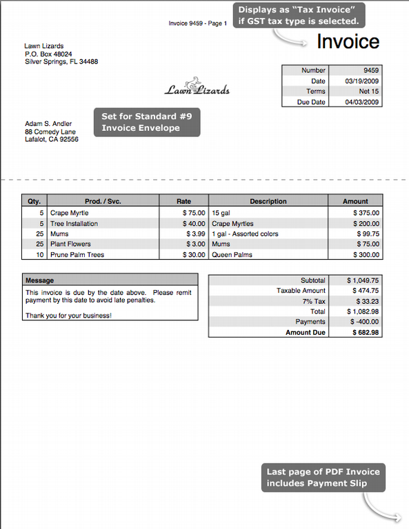 96 Blank Lawn Care Invoice Template Pdf With Stunning Design with Lawn ...