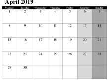 96 Creating Daily Calendar Template April 2019 With Stunning Design with Daily Calendar Template April 2019