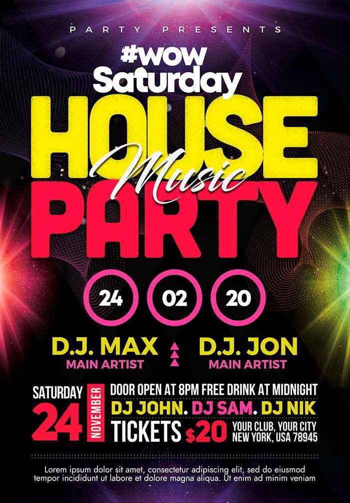 96 Creative House Party Flyer Template In Word With House Party Flyer