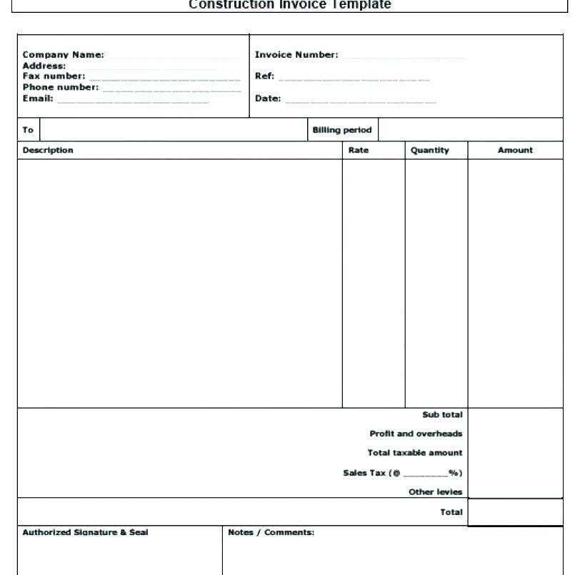 contractor invoice template xls cards design templates