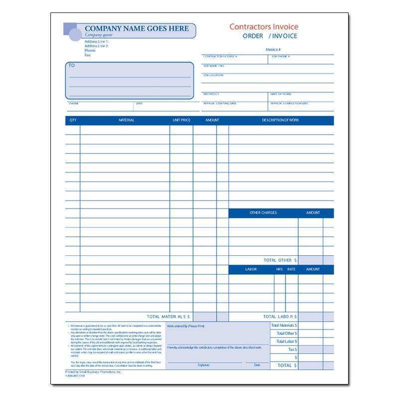 96 Free Blank Construction Invoice Template Maker for Blank Construction Invoice Template