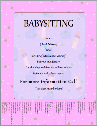 96 How To Create Babysitter Flyers Template Formating for Babysitter Flyers Template