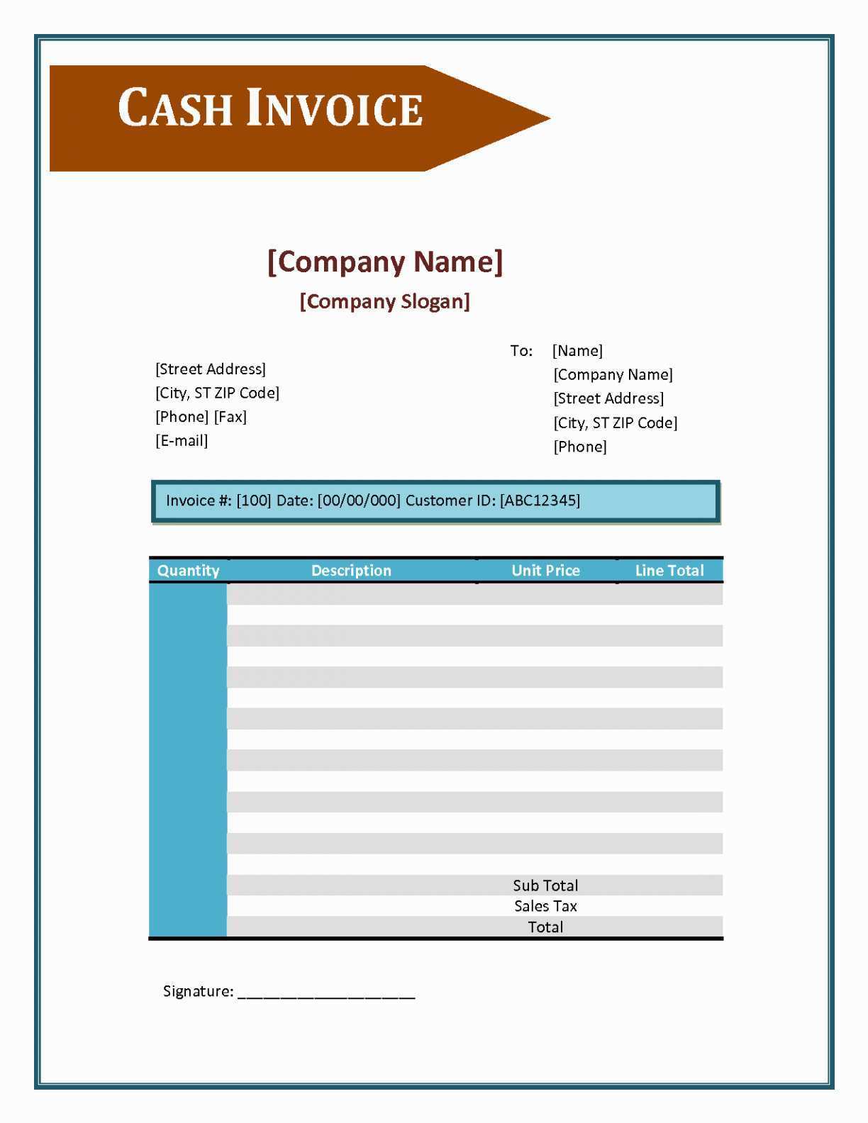 41+ Cash Invoice Template Excel Images