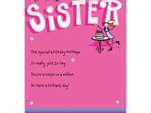 97 Create Birthday Card Template For Sister Now by Birthday Card Template For Sister