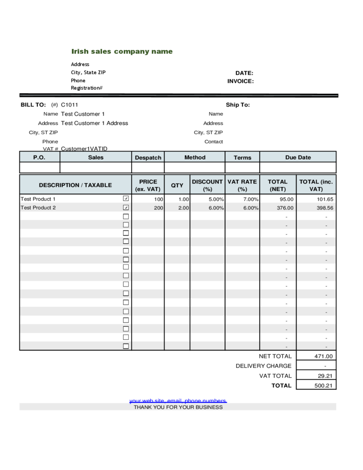 97 Customize Our Free Invoice Template Ireland For Free for Invoice Template Ireland