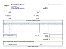 97 Online Plumbing Repair Invoice Template for Ms Word with Plumbing Repair Invoice Template