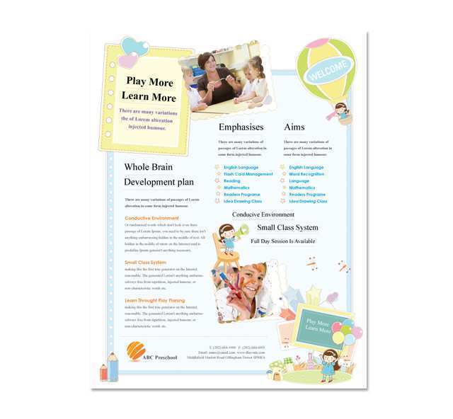 97 Online Preschool Flyer Template Photo by Preschool Flyer Template