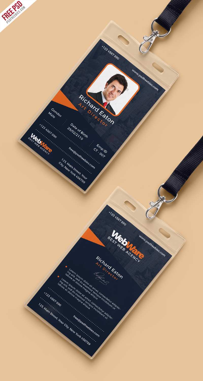 97 Printable Horizontal Id Card Template Psd Free Download with Horizontal Id Card Template Psd Free