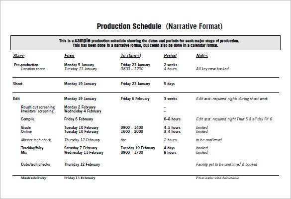 97 Printable Production Schedule Example Business Plan PSD File for Production Schedule Example Business Plan