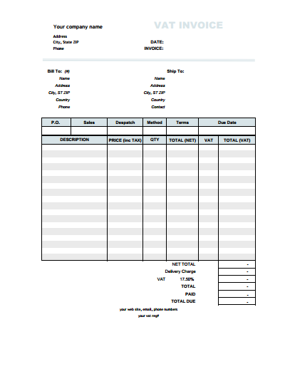 97 Visiting Basic Vat Invoice Template For Free with Basic Vat Invoice Template