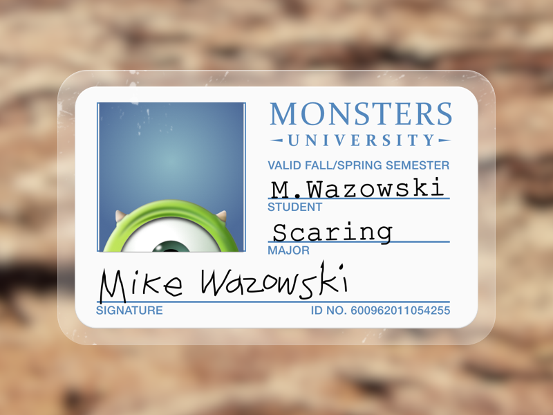 Monsters University Id Card Template Cards Design Templates