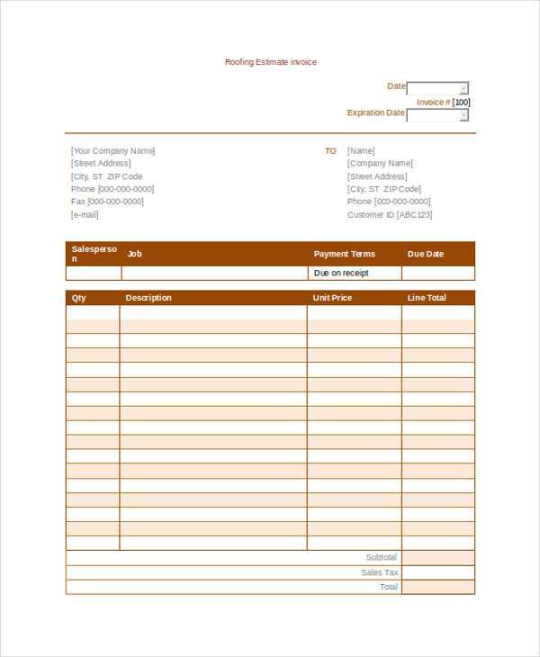 roof repair invoice template cards design templates