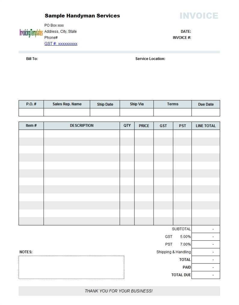 Garage Invoice Example Cards Design Templates