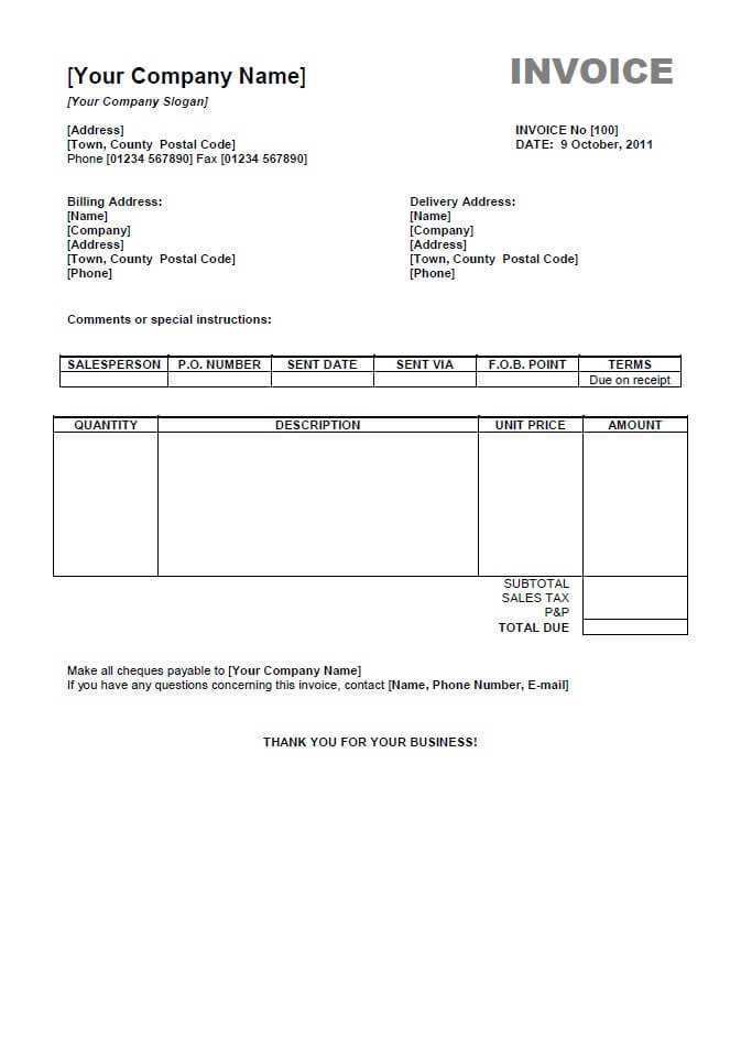 12+ Free Invoice Template Uk Excel Images