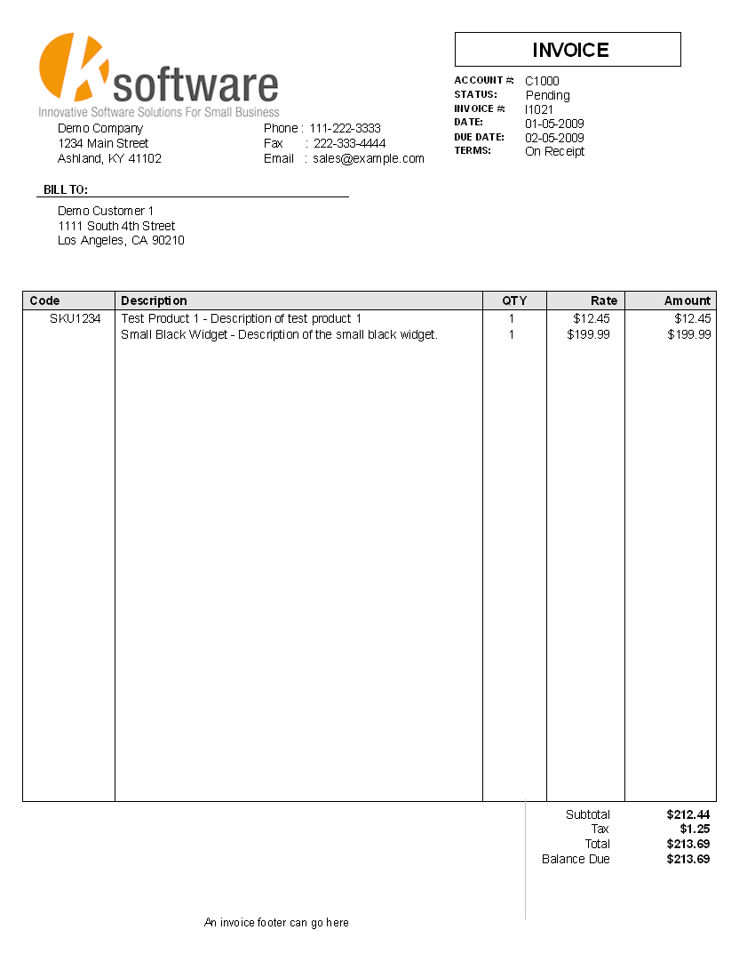 invoice example