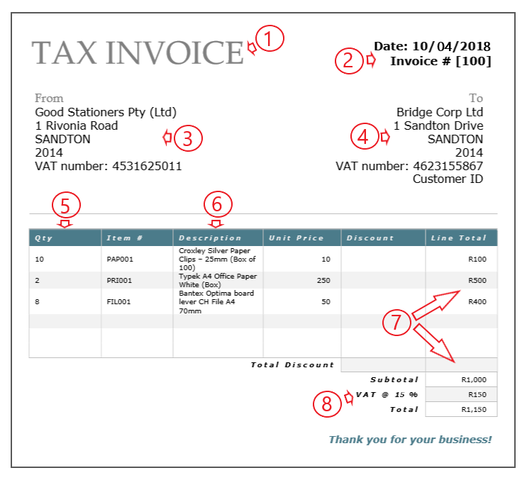 Sars Vat Invoice Template - Cards Design Templates