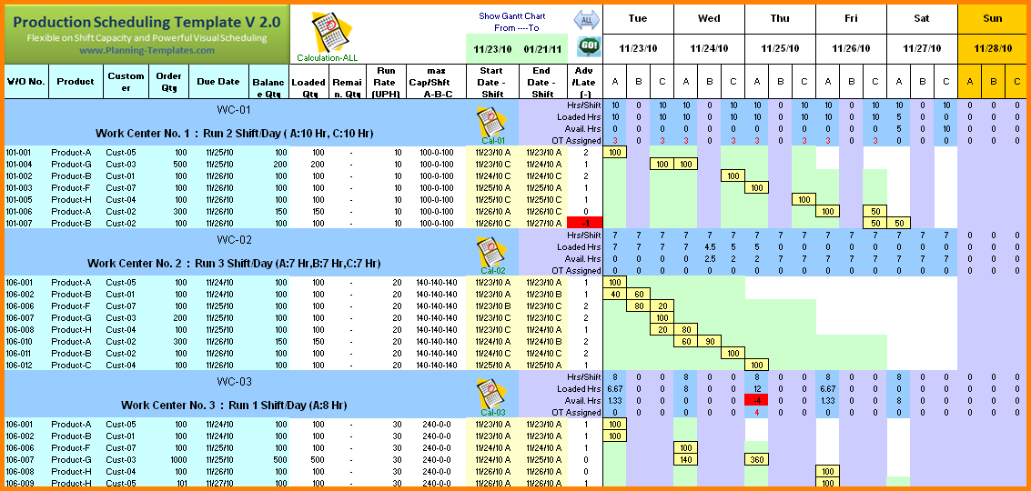 Production Schedule Template For Excel Cards Design Templates