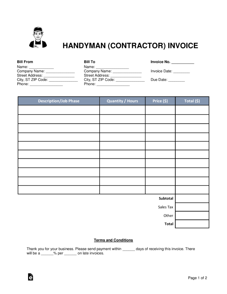 99 Online Contractor Invoice Template Pdf Maker by Contractor Invoice Template Pdf