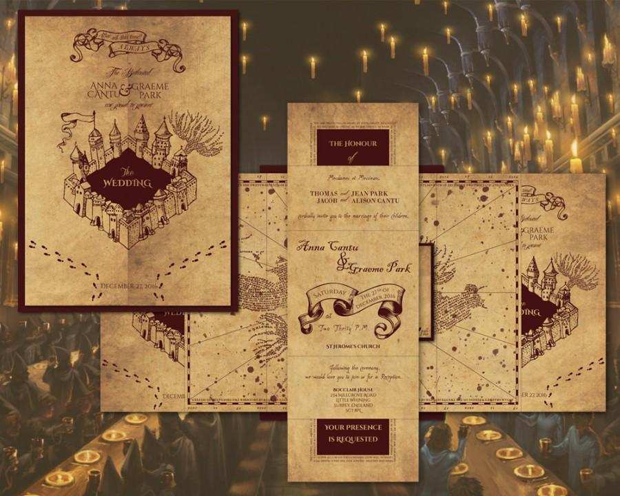 11 Free Printable Marauders Map Wedding Invitation Template Layouts For