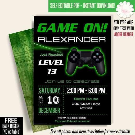 18 Free Printable Free Video Game Birthday Invitation Template 