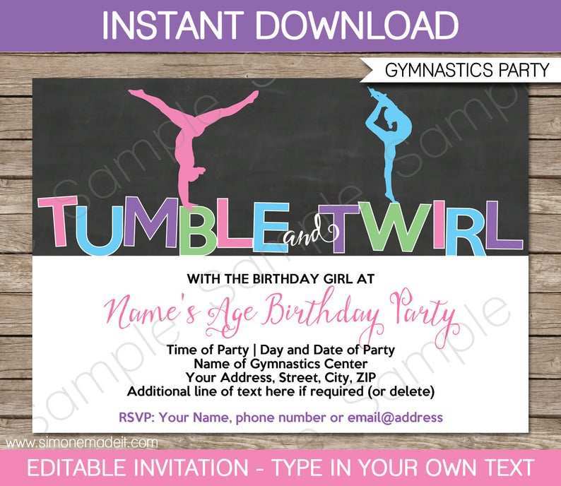 22 Creating Birthday Invitation Templates Gymnastics in Word by Birthday Invitation Templates Gymnastics