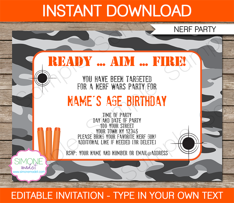 22 Creating Nerf Gun Party Invitation Template Layouts With Nerf Gun Party Invitation Template Cards Design Templates