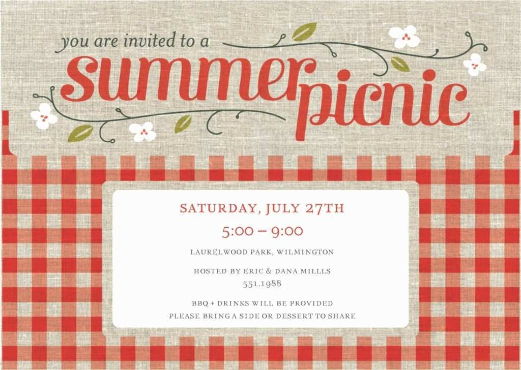 Blank Picnic Invitation Template Cards Design Templates