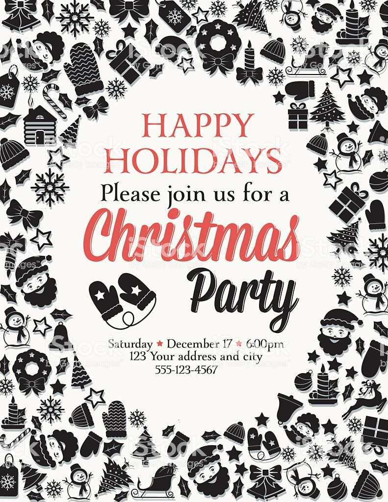 32 Customize Christmas Party Invitation Template Black And White For Free with Christmas Party Invitation Template Black And White
