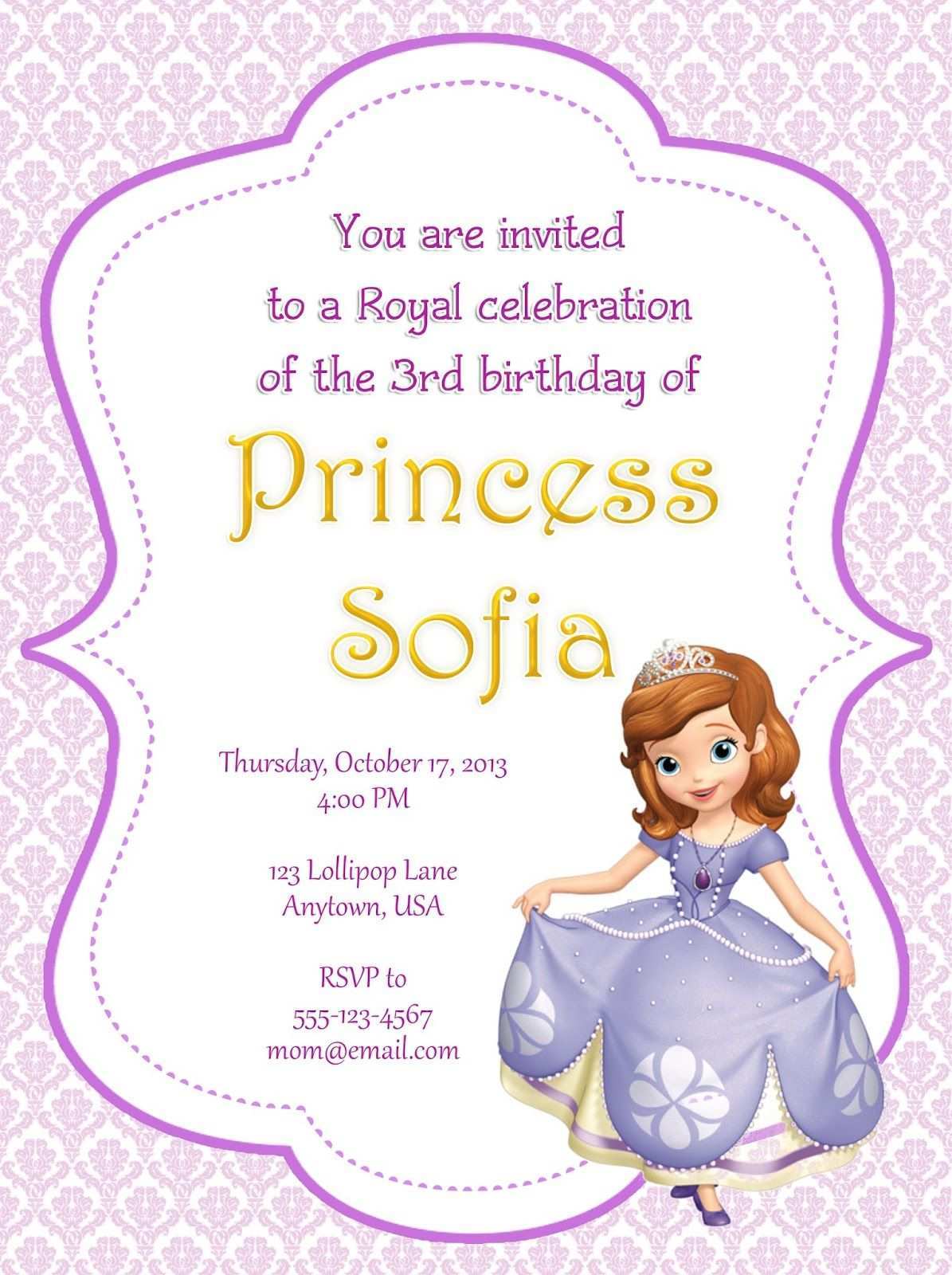 34 Free Sofia The First Invitation Blank Template Layouts For Sofia The First Invitation Blank Template Cards Design Templates