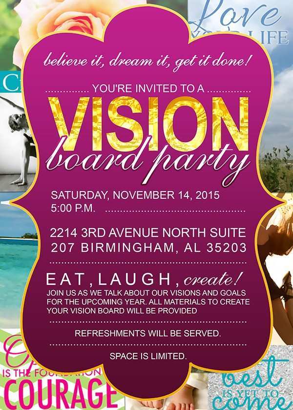 47 The Best Vision Board Party Invitation Template For Free For Vision Board Party Invitation Template Cards Design Templates