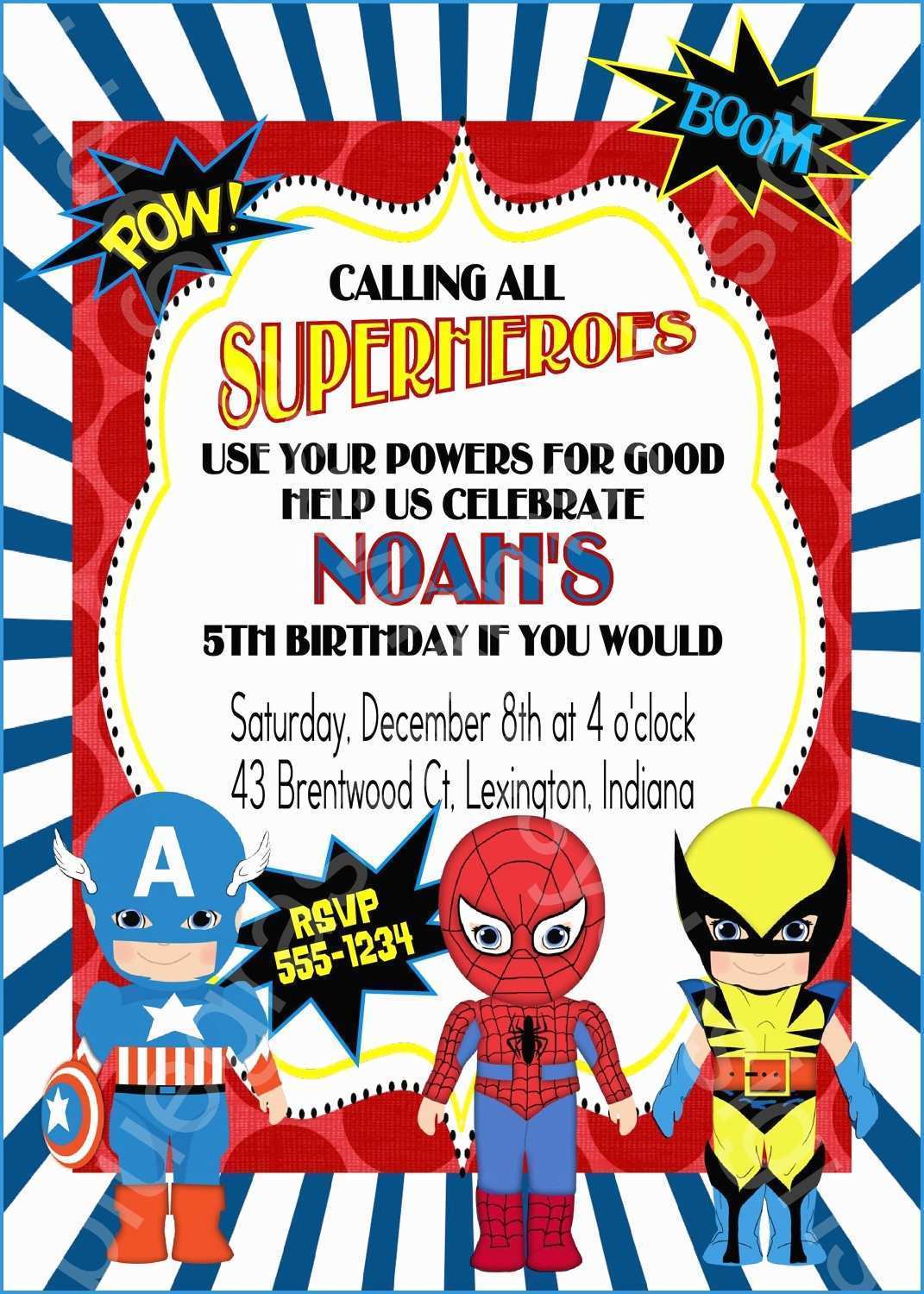 25 Customize Our Free Birthday Invitation Template Superhero PSD Intended For Superhero Birthday Card Template
