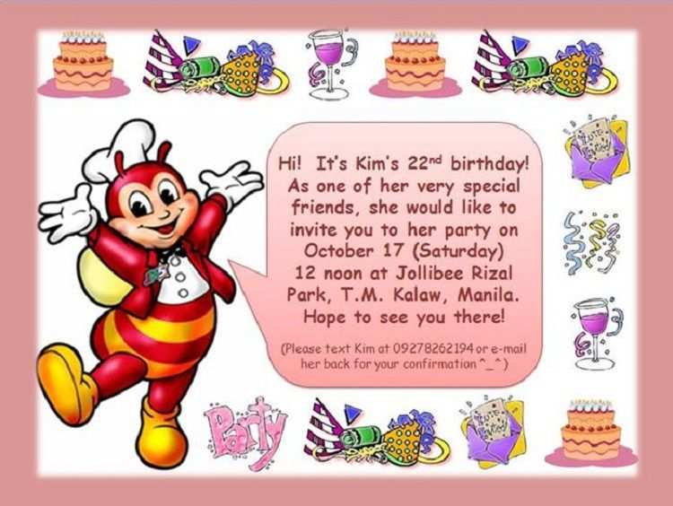 53 Customize Our Free Jollibee Party Invitation Template For Free with Jollibee Party Invitation Template