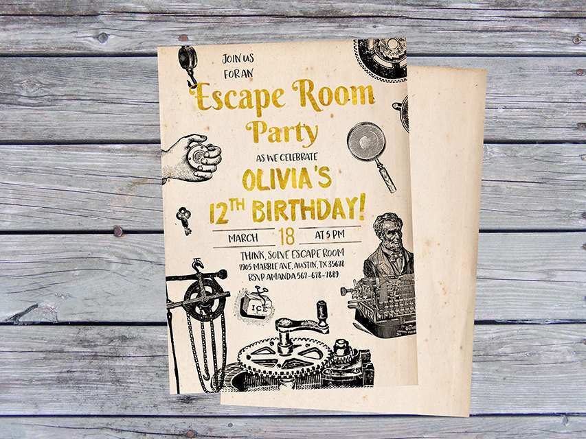 Escape Room Birthday Invitation Template Free Cards Design Templates