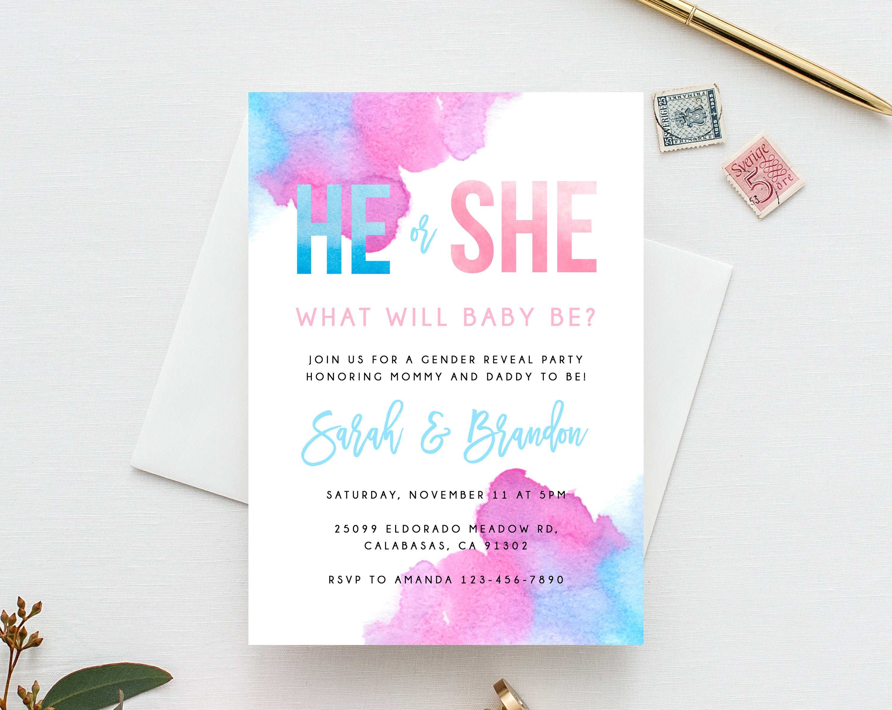 Browse our collection of Blank Gender Reveal Invitation Template and create...