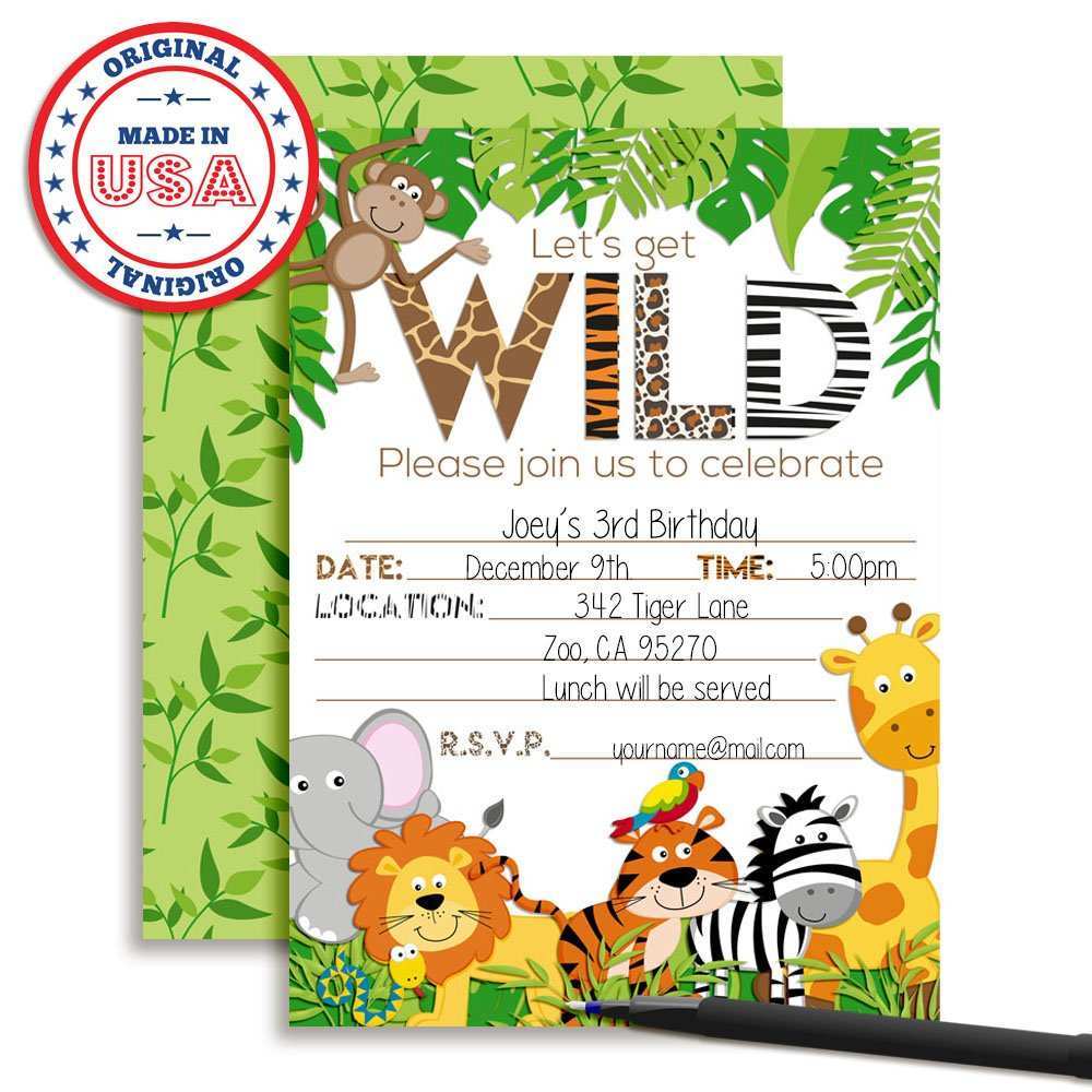 Zoo Animal Party Invitation Template - Cards Design Templates