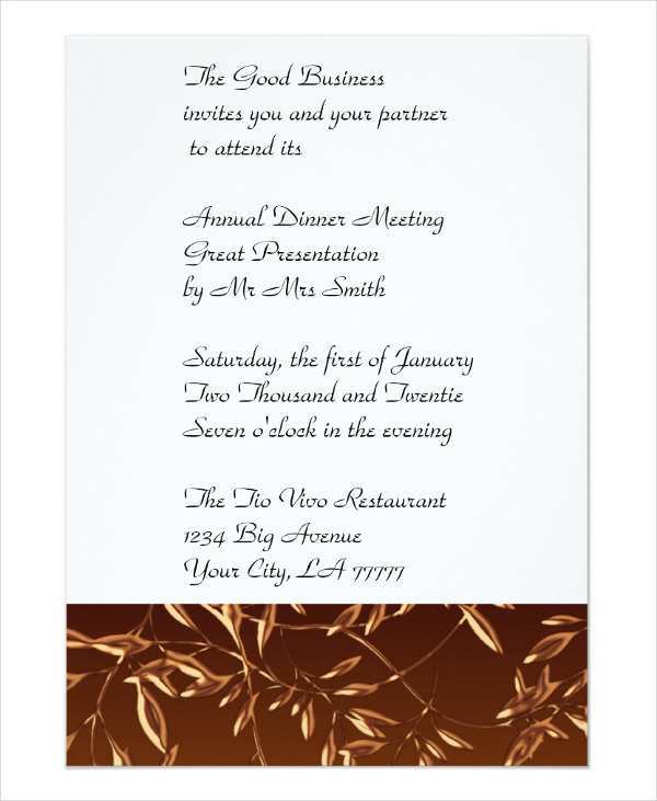 60 Printable Formal Dinner Invitation Card Template For Free with Formal Dinner Invitation Card Template