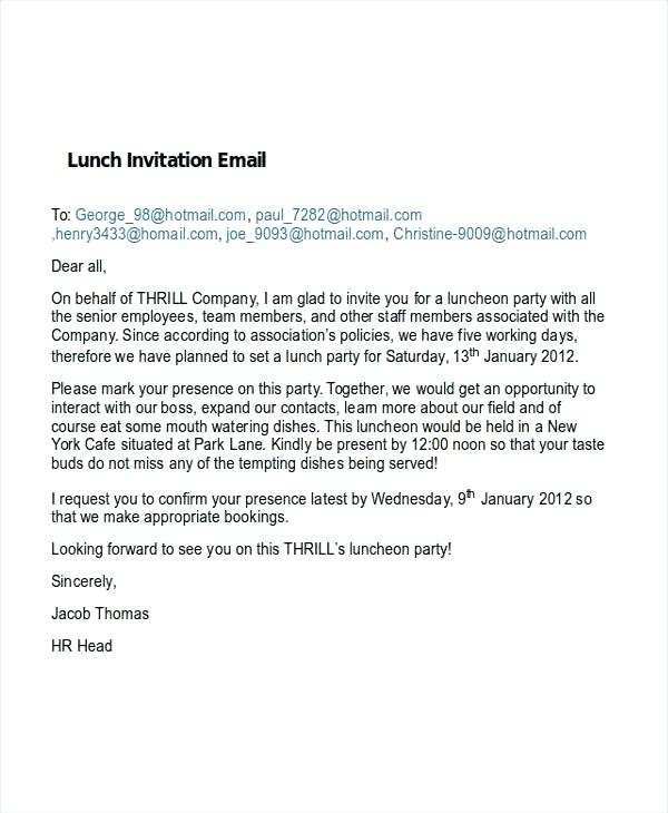 65 Standard Formal Lunch Invitation Email Template Download by Formal Lunch Invitation Email Template