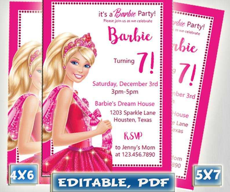 72 Report Barbie Invitation Template Blank PSD File for Barbie ...