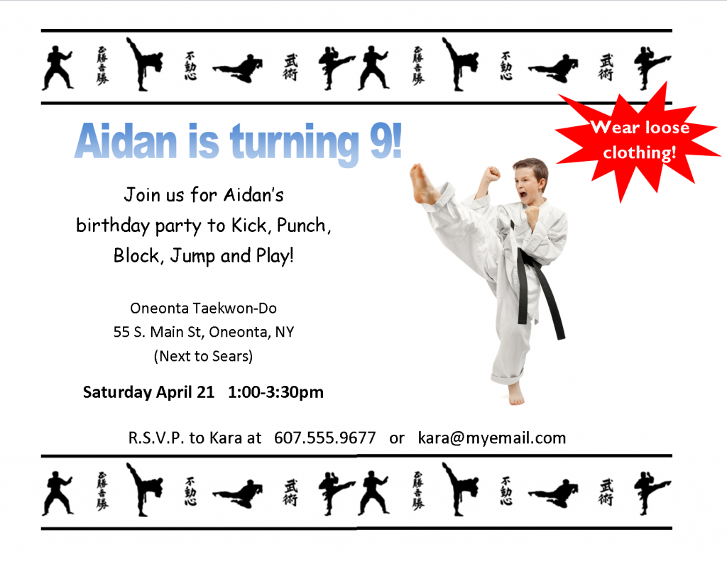 75 Online Karate Party Invitation Template Free Formating for Karate Party Invitation Template Free