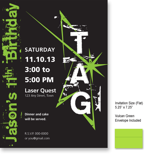 laser tag birthday invitation template