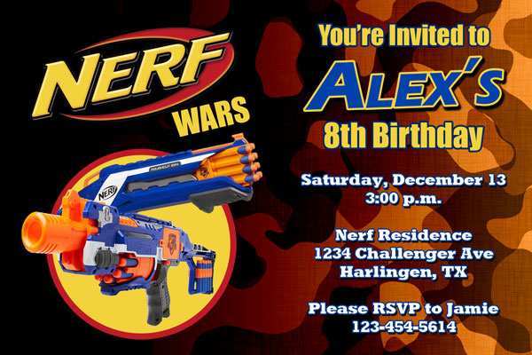 99 Creative Nerf Gun Party Invitation Template Layouts with Nerf Gun Party Invitation Template