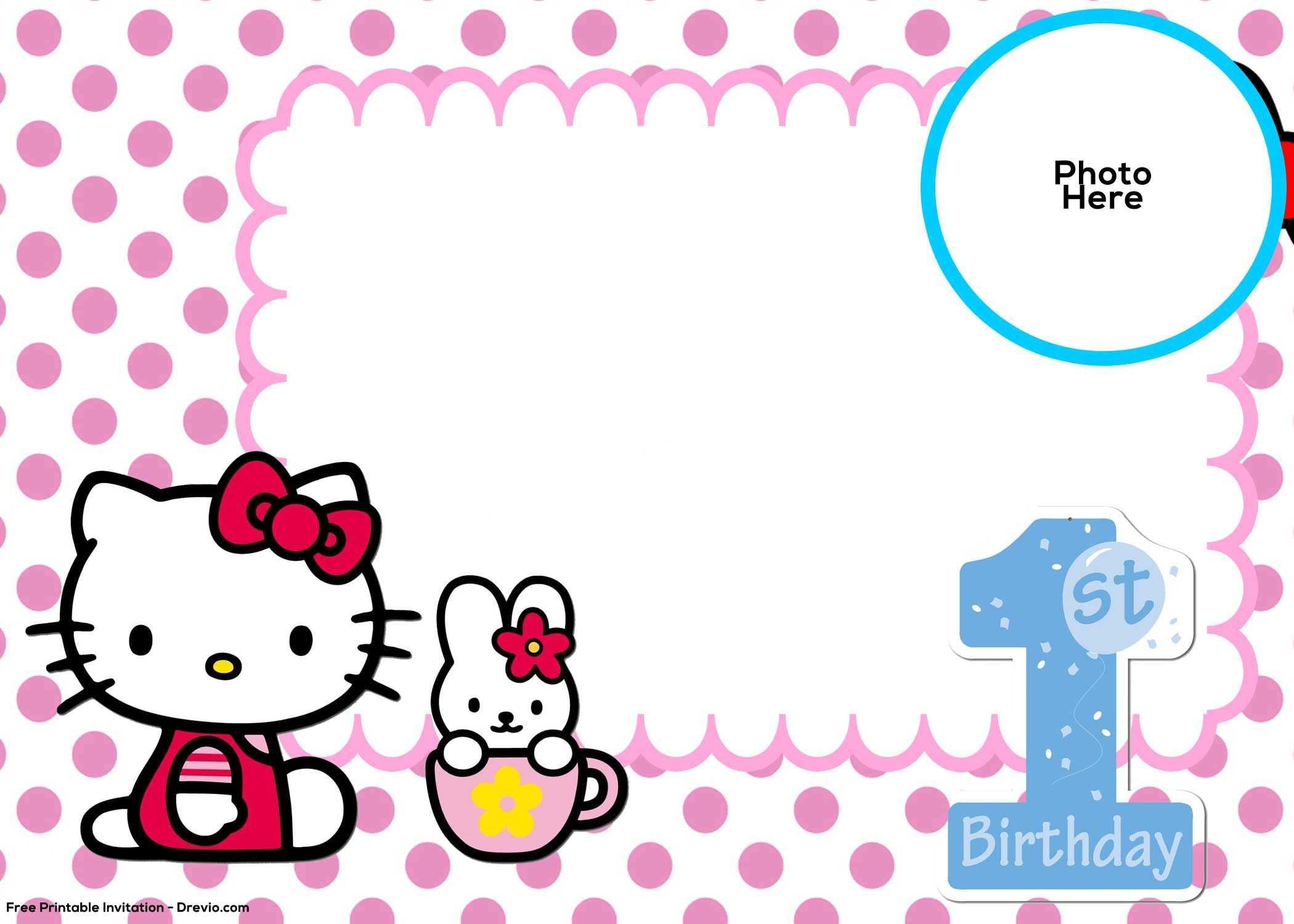 Hello Kitty Blank Invitation Template - Cards Design Templates