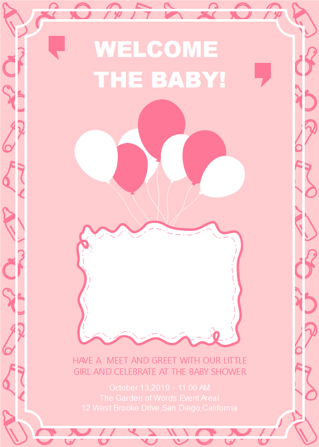 Birthday Invitation Template Baby Girl Cards Design Templates
