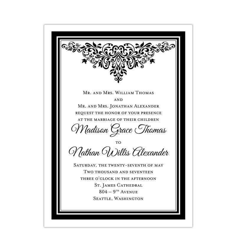 15 Format Black And White Wedding Invitation Template in Photoshop with Black And White Wedding Invitation Template