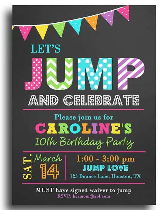 Trampoline Birthday Party Invitation Template Cards Design Templates